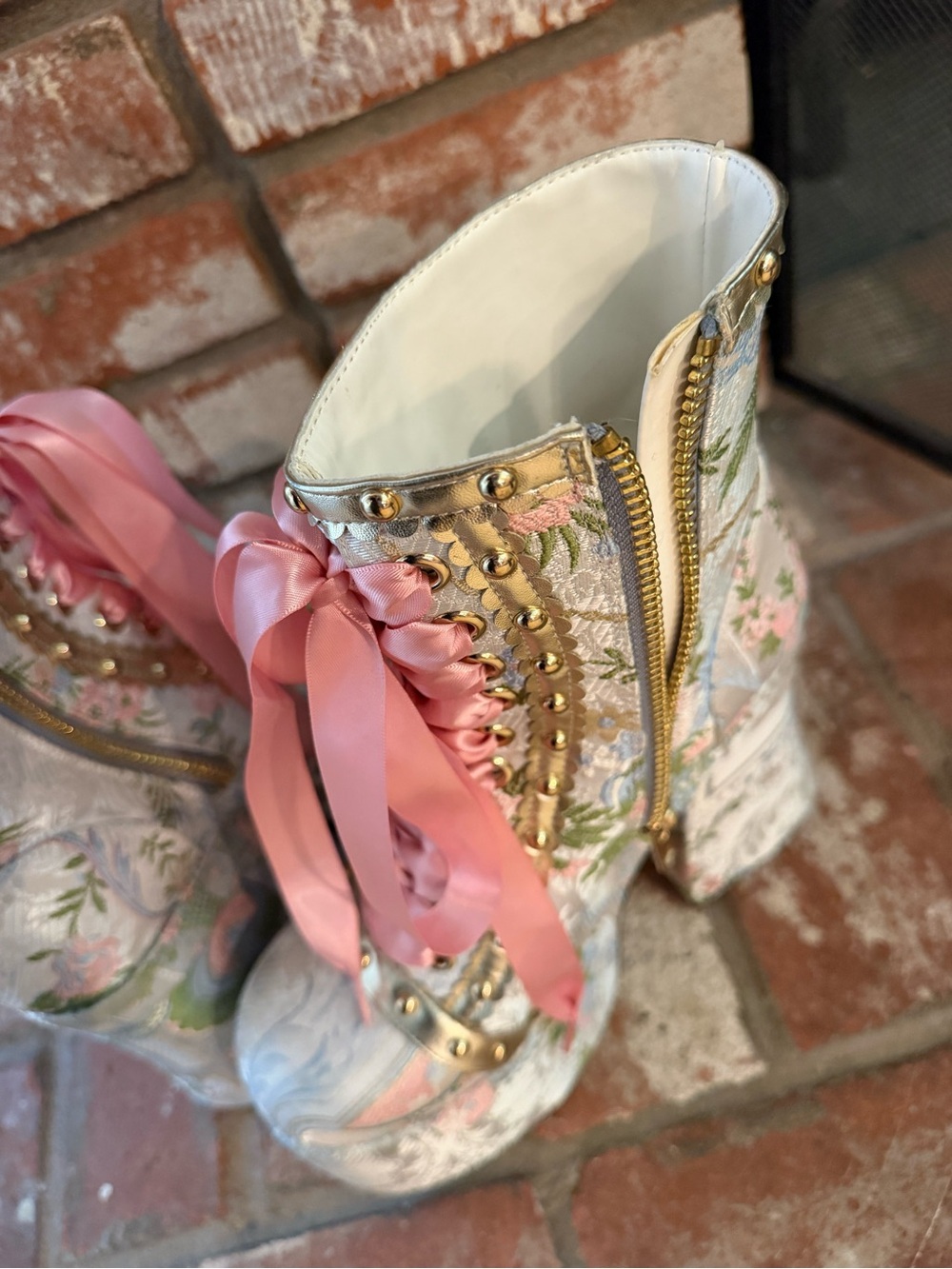 Sugar Thrillz Floral Brocade Platform Boots- Dolls Kill Sz 9 - Picture 6 of 10